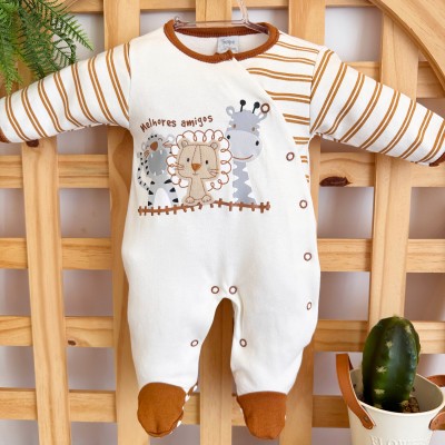 Macacão Malha Trape Zape - Melhores Amigos - Ferrugem e Off White